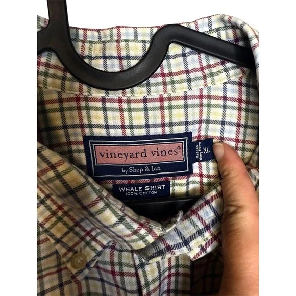 Vineyard Vines Mens XL Whale Shirt Button Down Long Sleeve Plaid Checkered - Picture 2 of 3